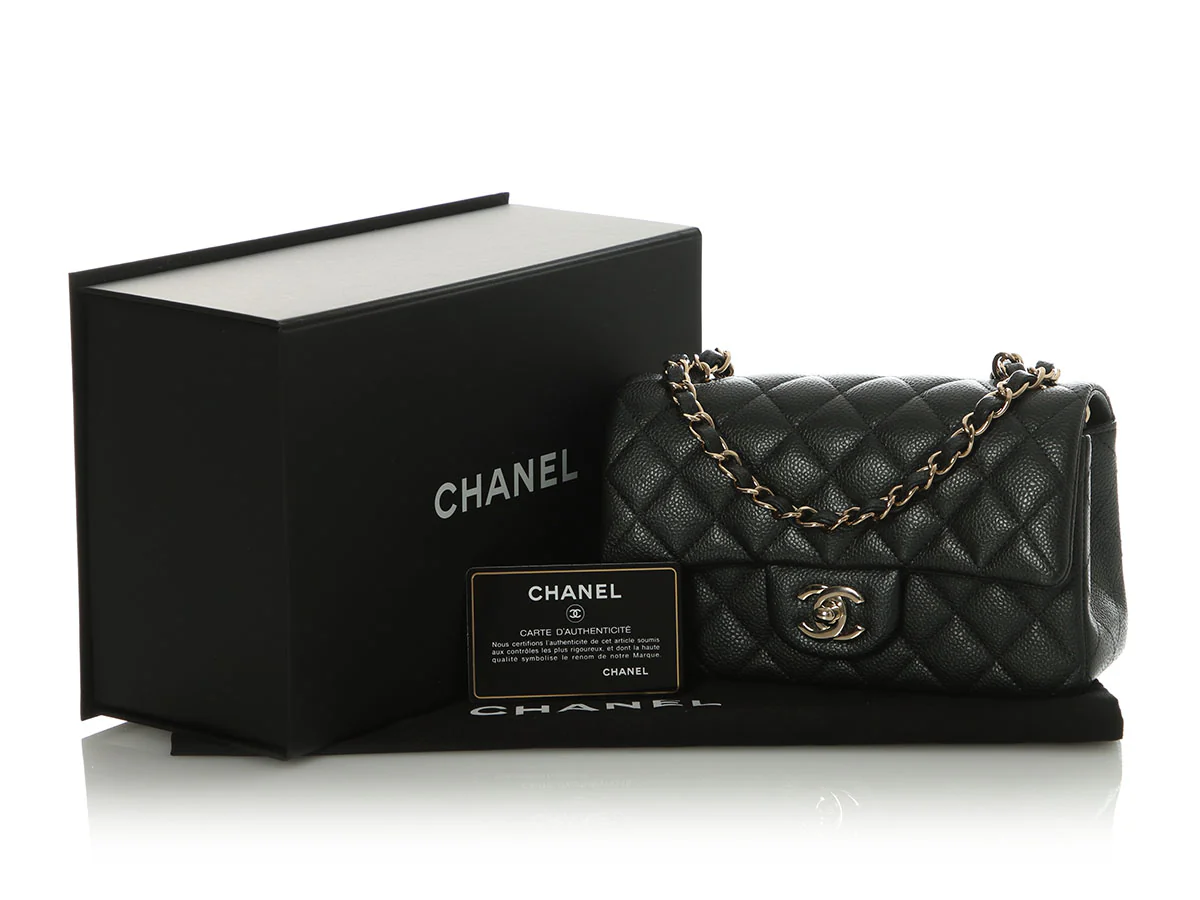 Chanel Mini Dark Gray Quilted Caviar Classic - Image 2