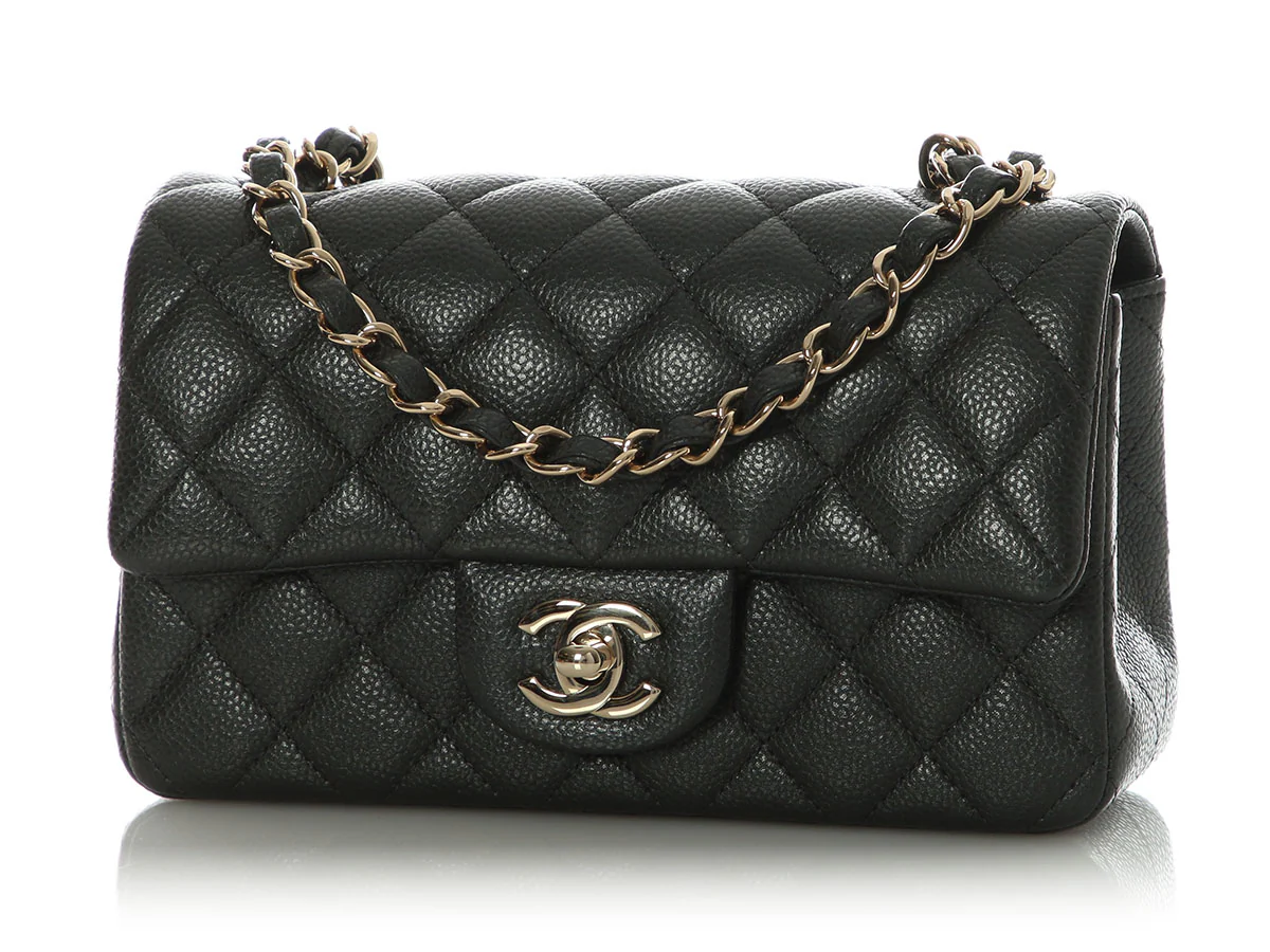 Chanel Mini Dark Gray Quilted Caviar Classic - Image 3