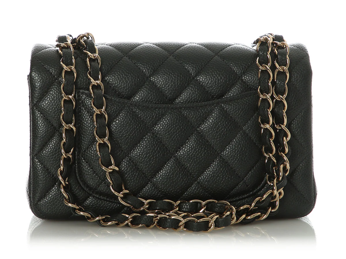 Chanel Mini Dark Gray Quilted Caviar Classic - Image 5