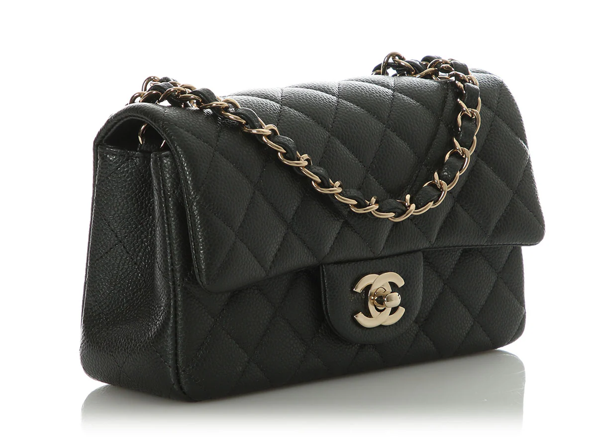 Chanel Mini Dark Gray Quilted Caviar Classic - Image 6