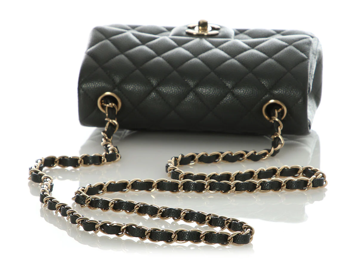 Chanel Mini Dark Gray Quilted Caviar Classic - Image 8