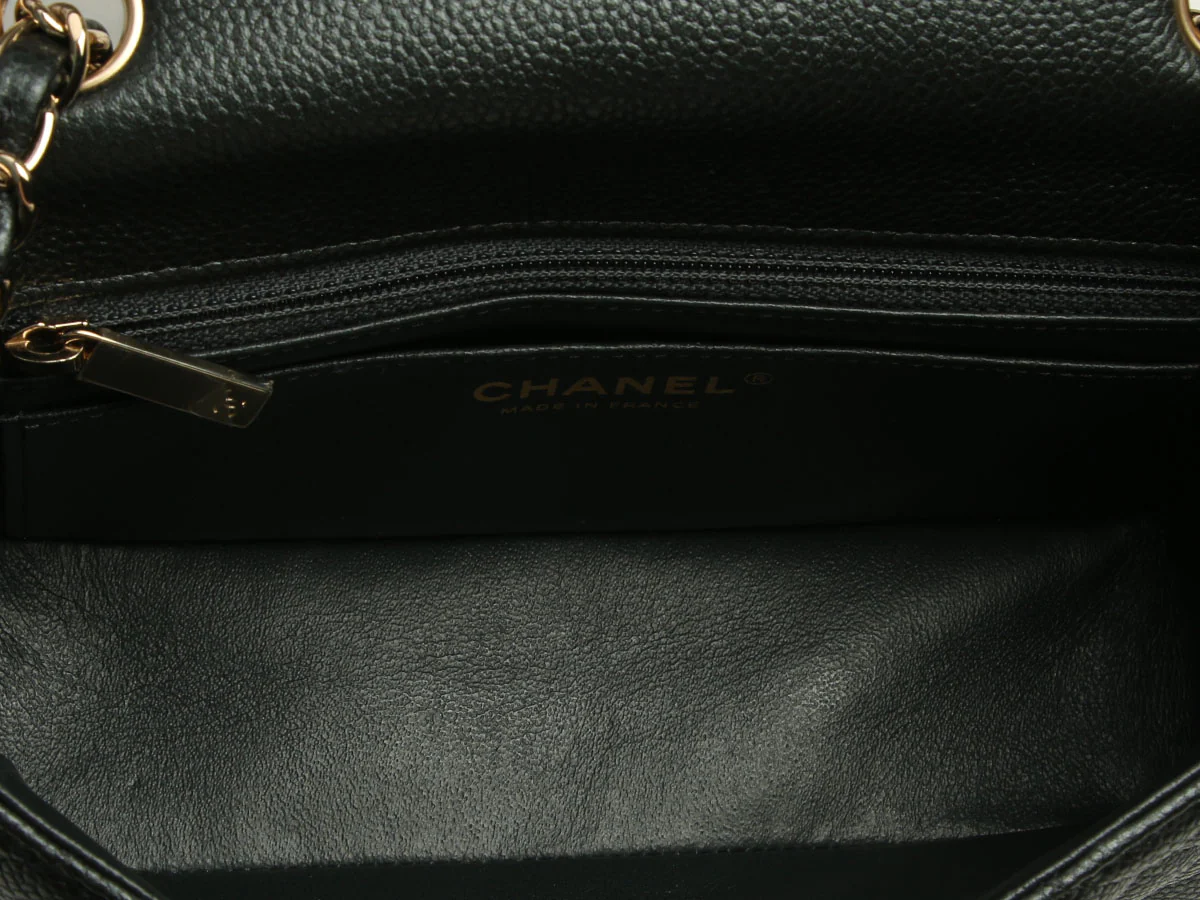 Chanel Mini Dark Gray Quilted Caviar Classic - Image 9