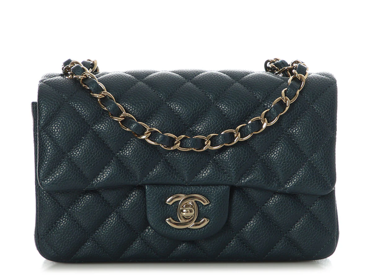 Chanel Mini Dark Blue Quilted Caviar Classic