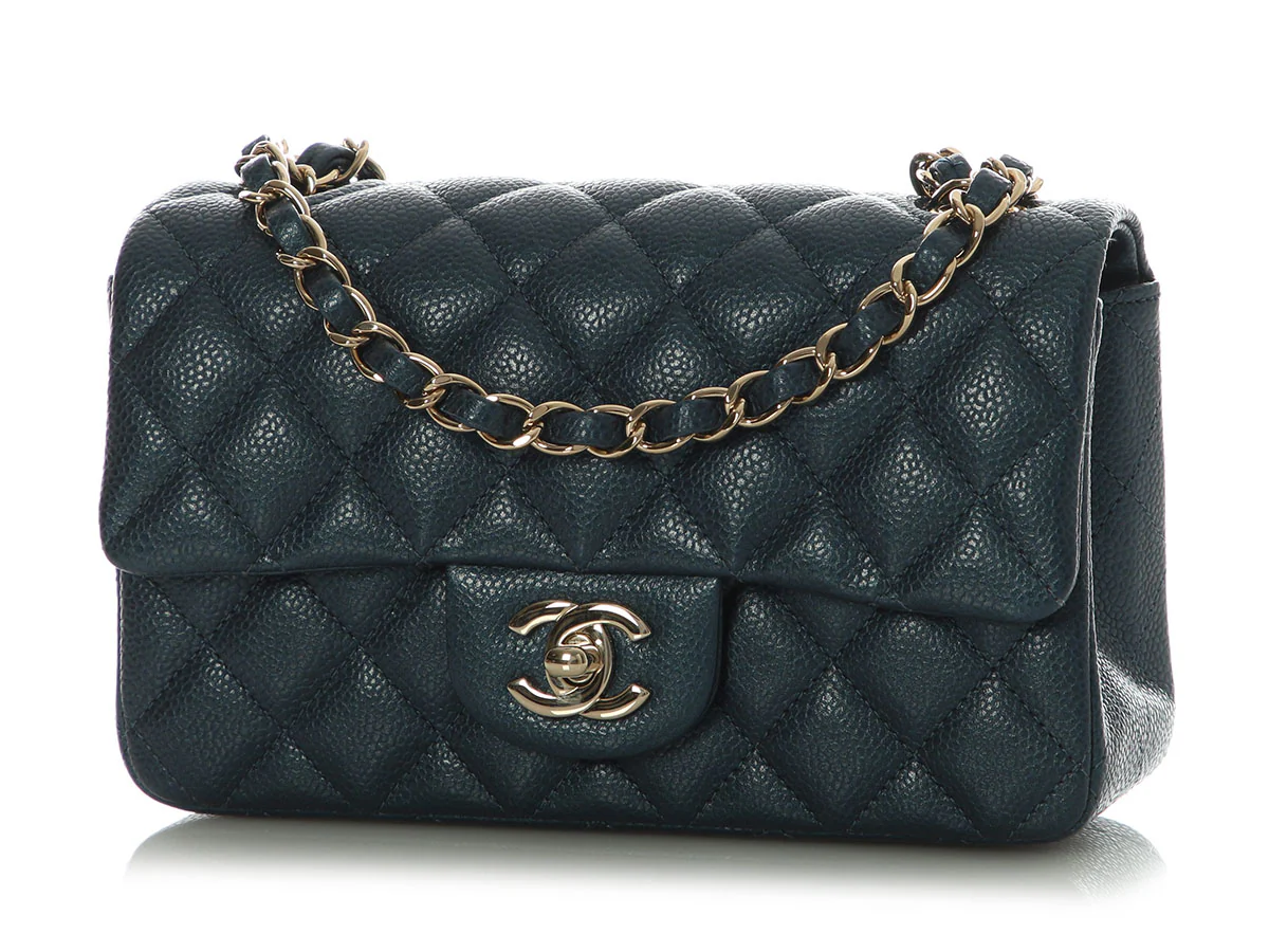 Chanel Mini Dark Blue Quilted Caviar Classic - Image 3