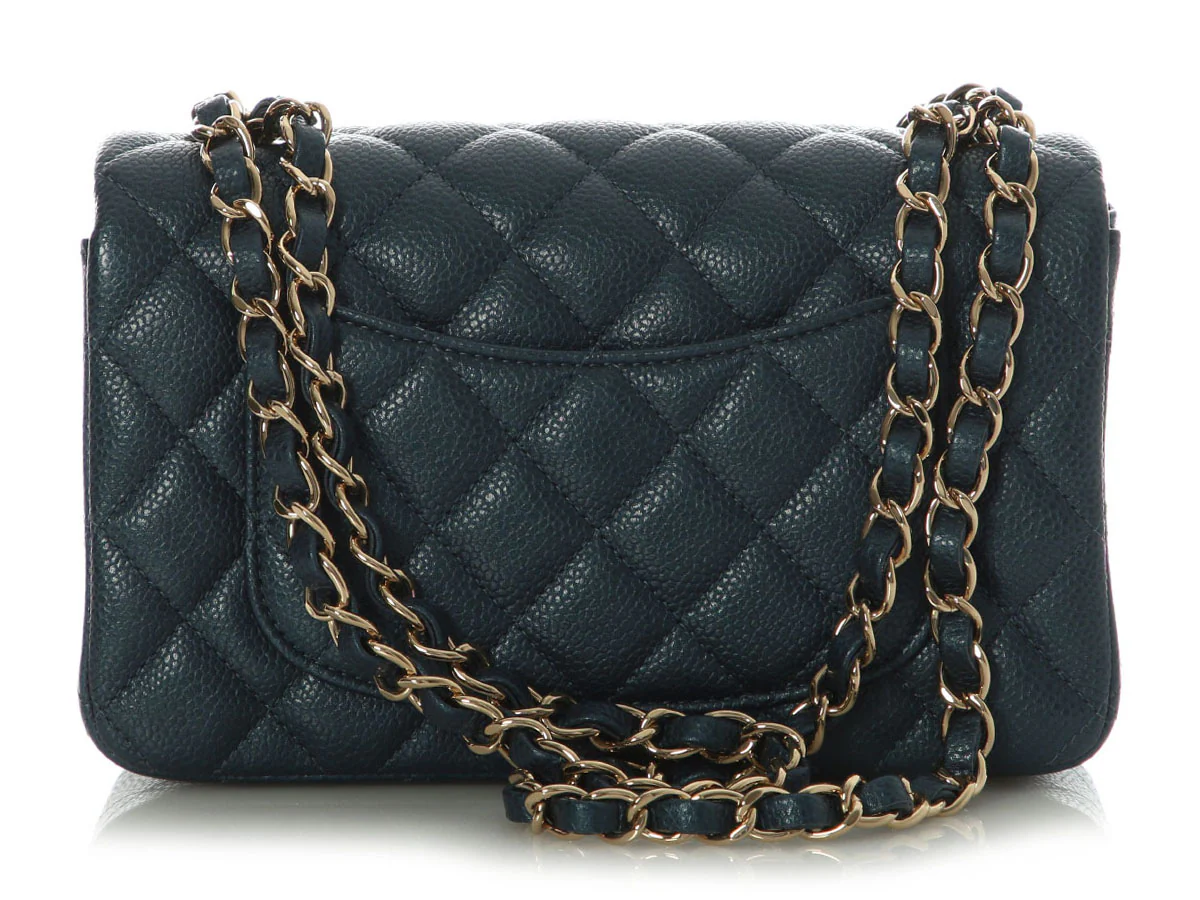Chanel Mini Dark Blue Quilted Caviar Classic - Image 5