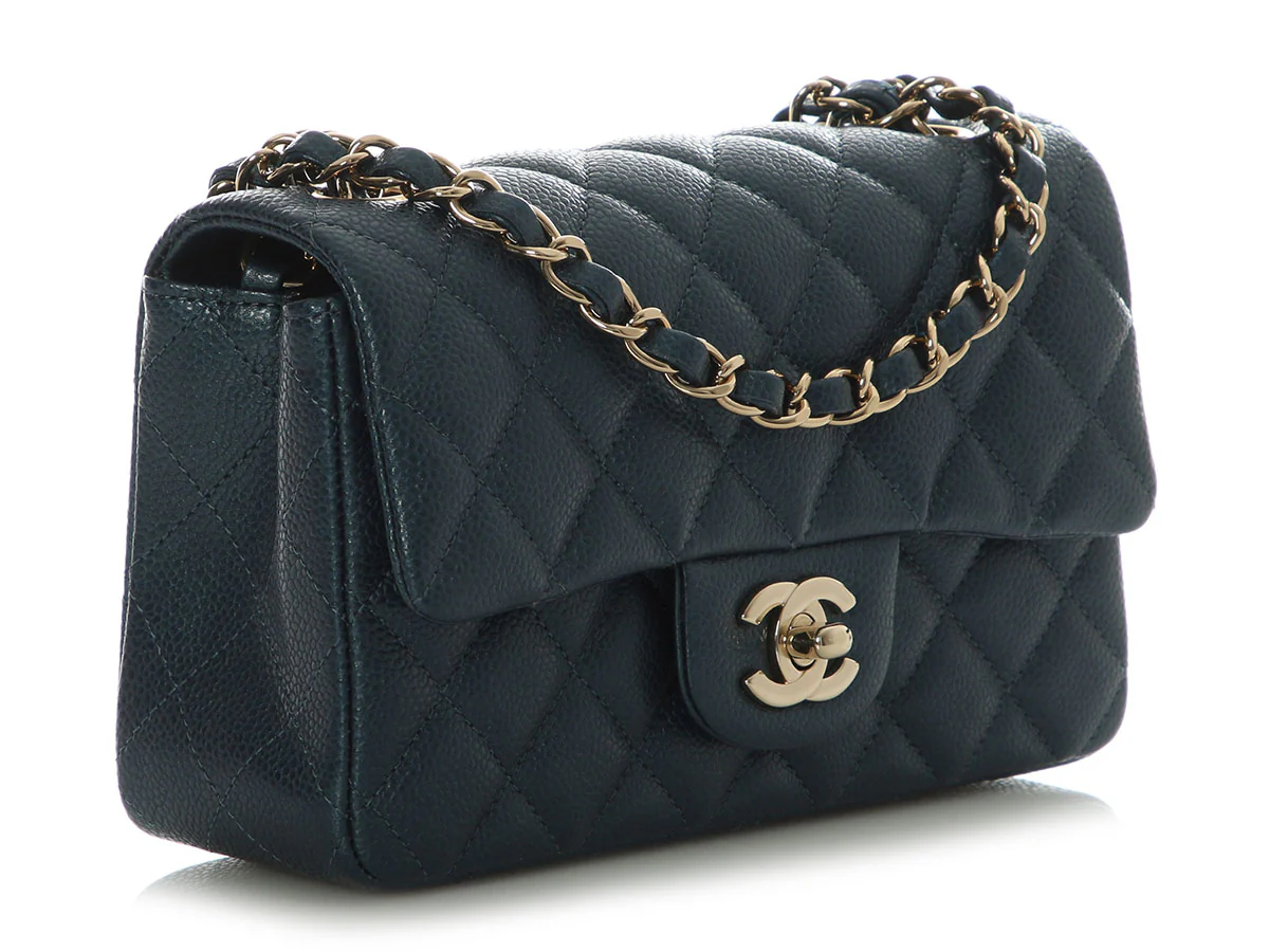 Chanel Mini Dark Blue Quilted Caviar Classic - Image 6