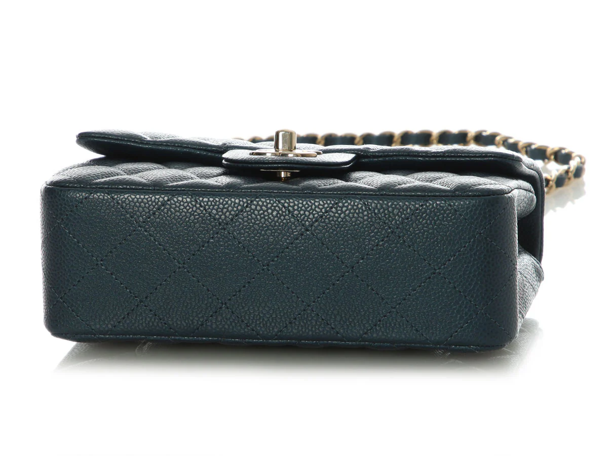 Chanel Mini Dark Blue Quilted Caviar Classic - Image 7