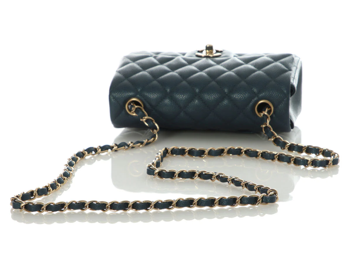 Chanel Mini Dark Blue Quilted Caviar Classic - Image 8