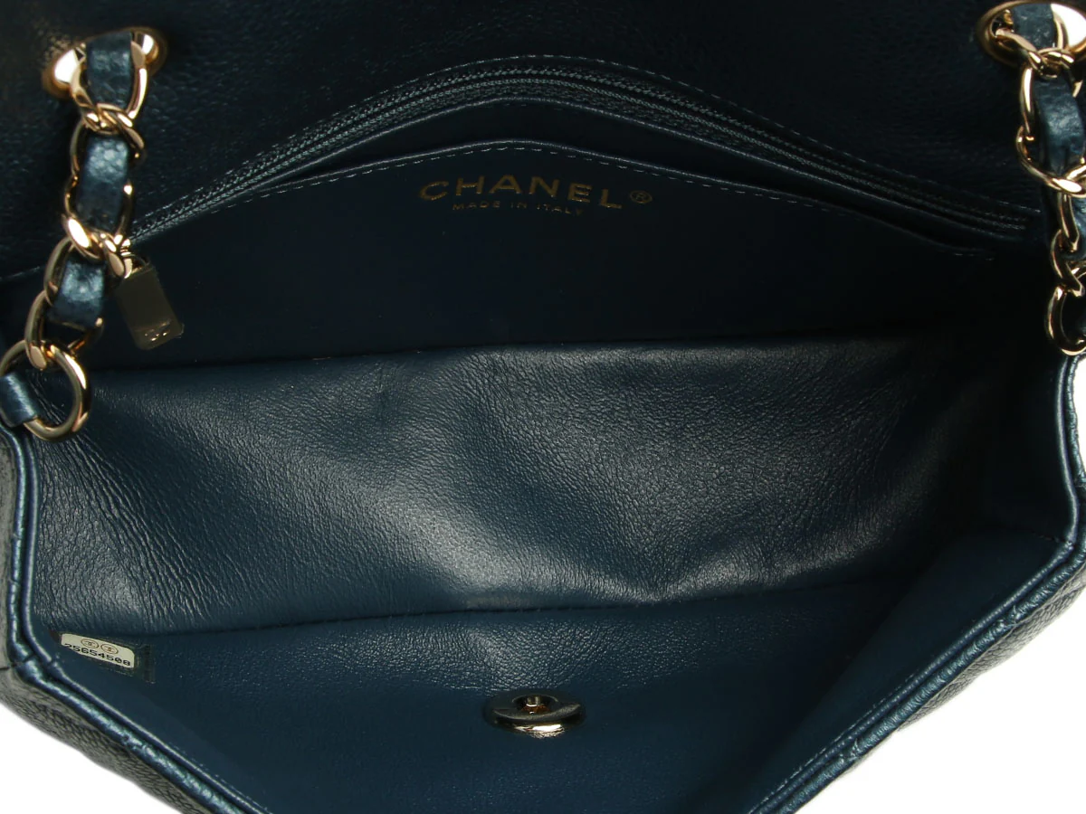 Chanel Mini Dark Blue Quilted Caviar Classic - Image 9