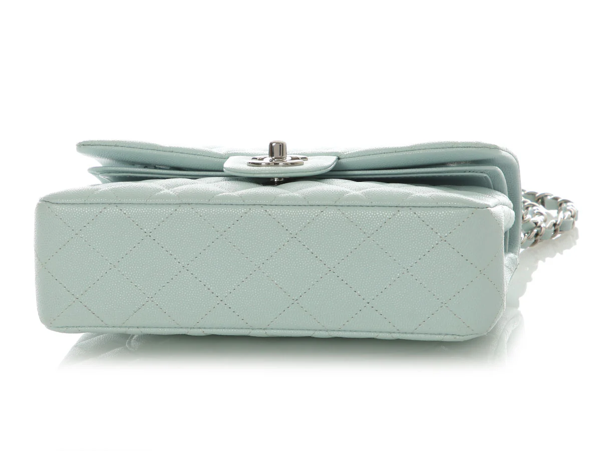 Chanel Small Pale Light Blue Quilted Caviar Classic Double Flap - Image 7