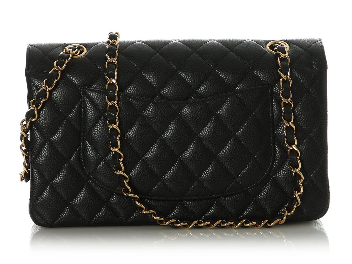 Chanel Medium/Large Black Quilted Caviar Classic Double Flap - Image 5