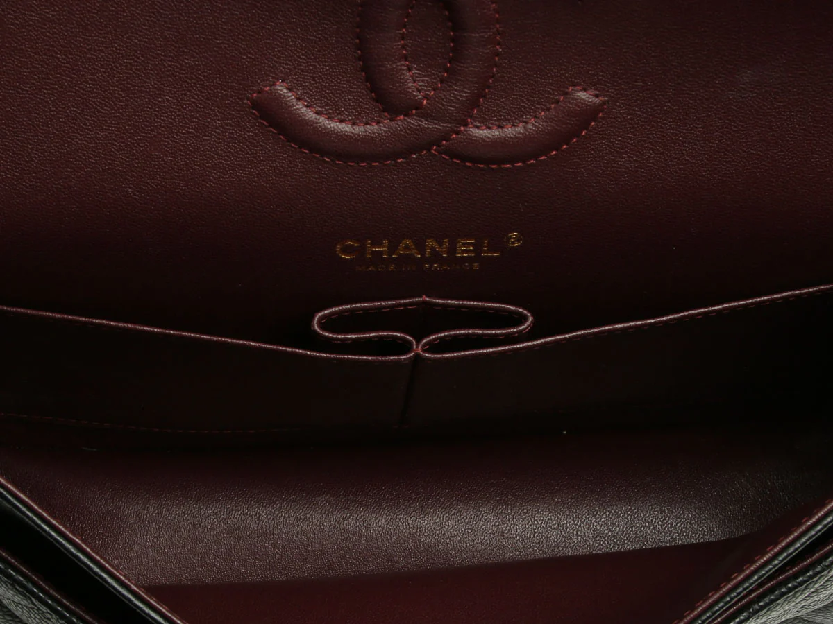 Chanel Medium/Large Black Quilted Caviar Classic Double Flap - Image 9