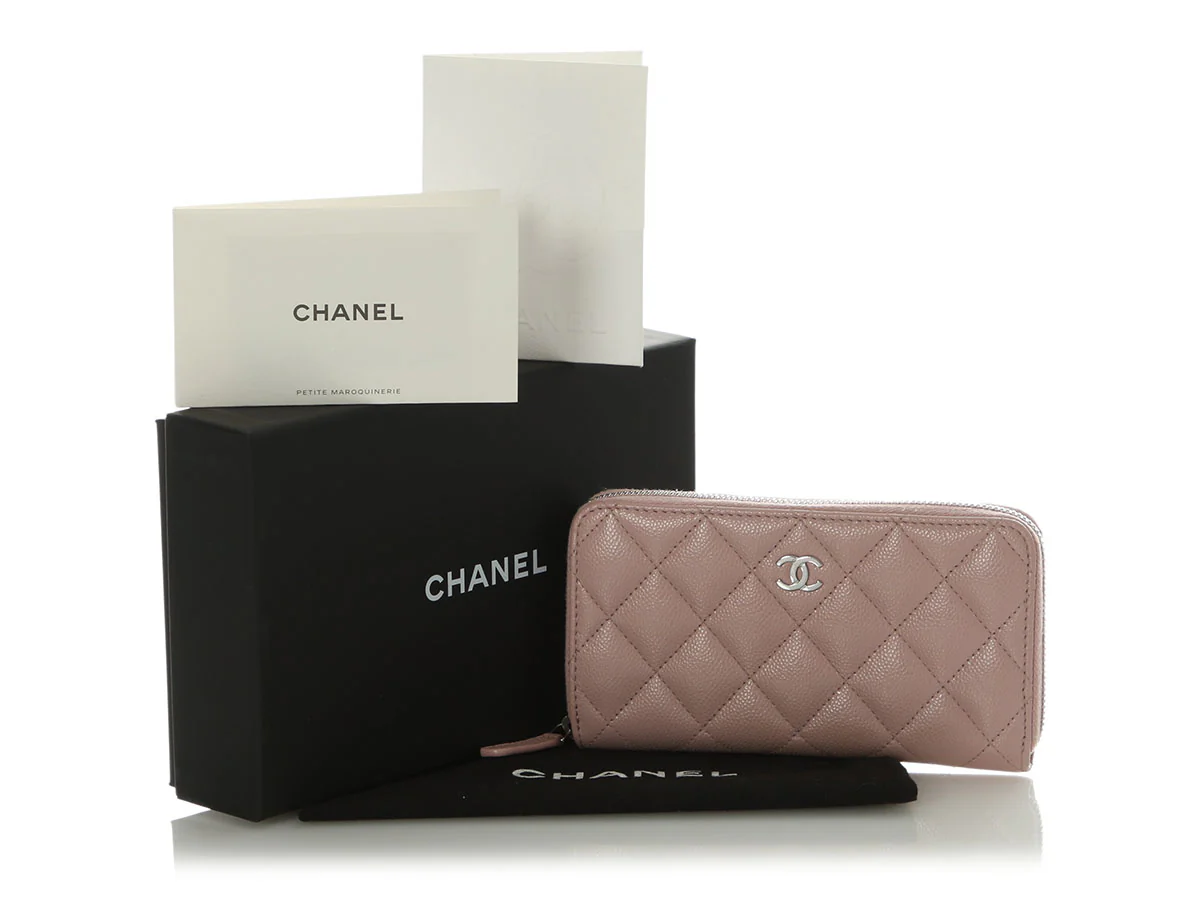 Chanel Medium Nude Pink Quilted Caviar Classic Zip Wallet - Image 2