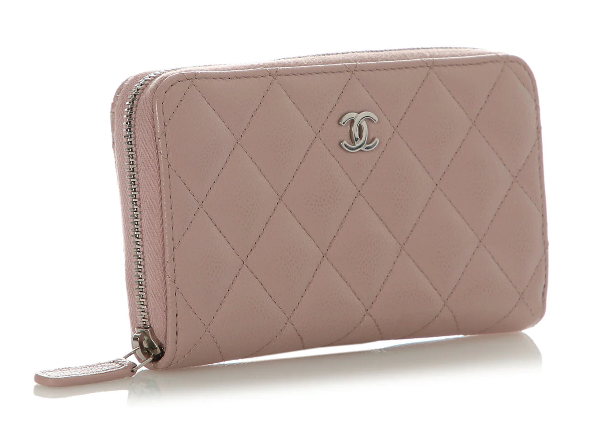 Chanel Medium Nude Pink Quilted Caviar Classic Zip Wallet - Image 5