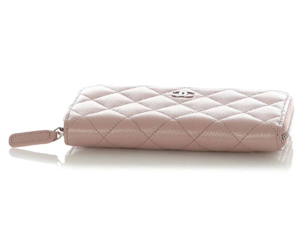 Chanel Medium Nude Pink Quilted Caviar Classic Zip Wallet - Image 6