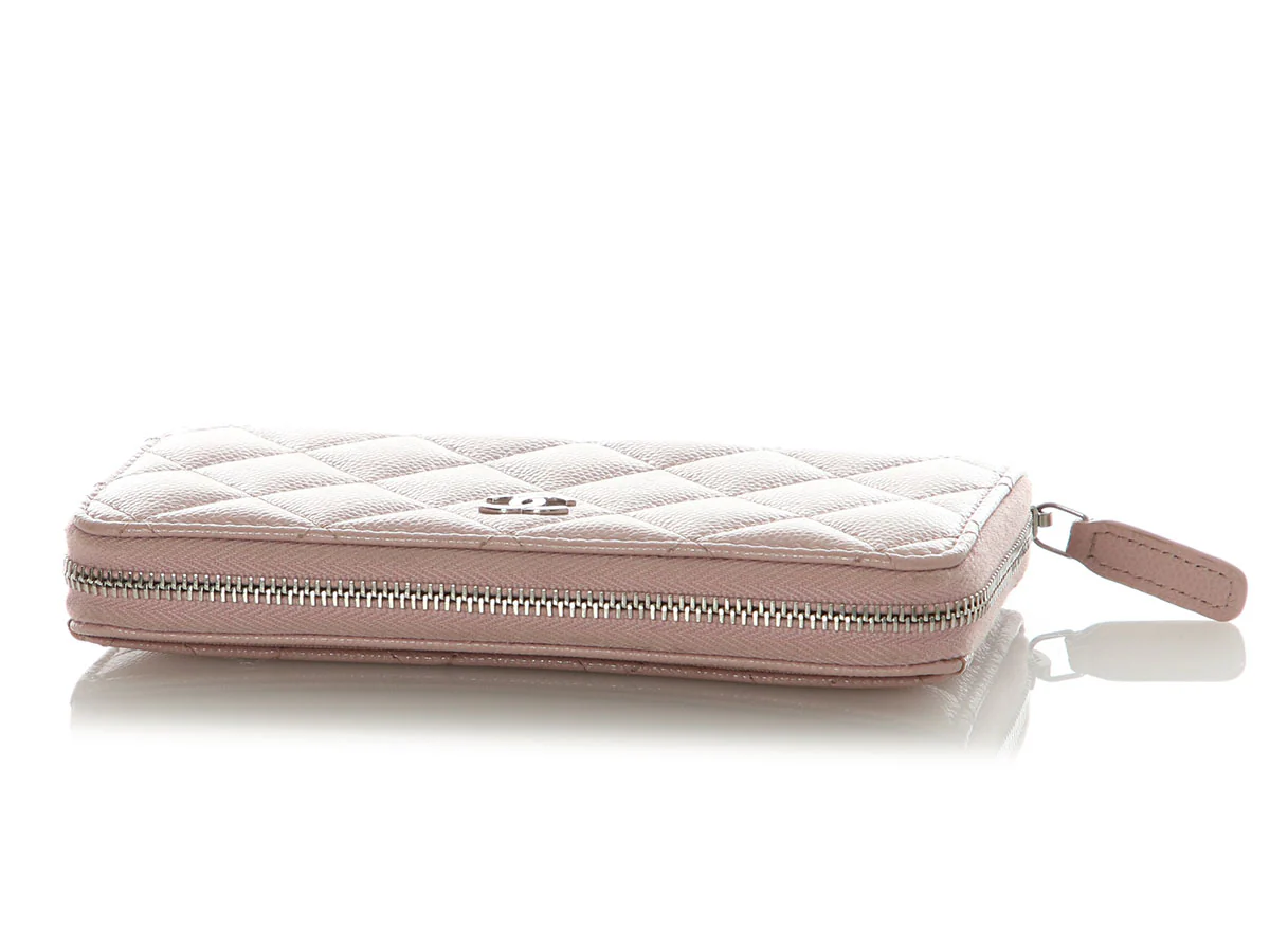 Chanel Medium Nude Pink Quilted Caviar Classic Zip Wallet - Image 7