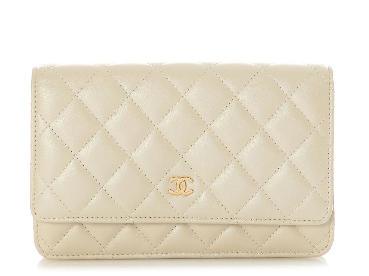 Chanel Beige Quilted Lambskin Wallet on Chain WOC