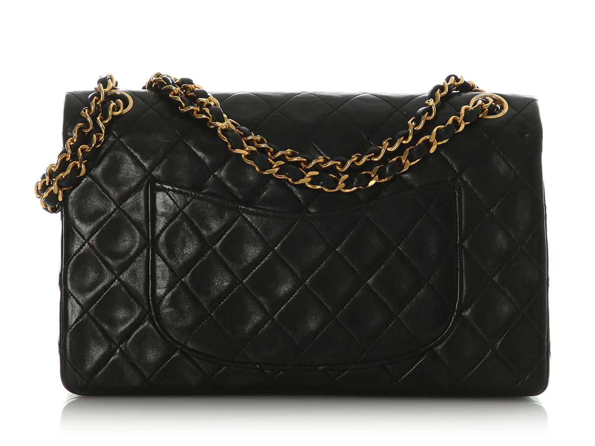 Chanel Vintage Medium Black Quilted Lambskin Classic Double Flap - Image 4