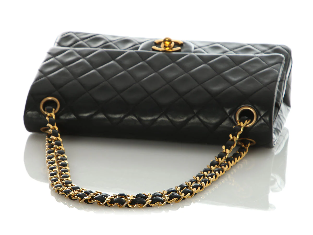 Chanel Vintage Medium Black Quilted Lambskin Classic Double Flap - Image 7