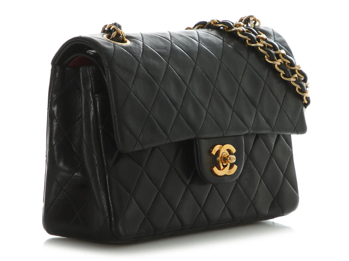 Chanel Vintage Small Black Quilted Lambskin Classic Double Flap - Image 5