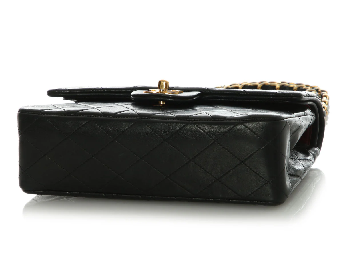 Chanel Vintage Small Black Quilted Lambskin Classic Double Flap - Image 6