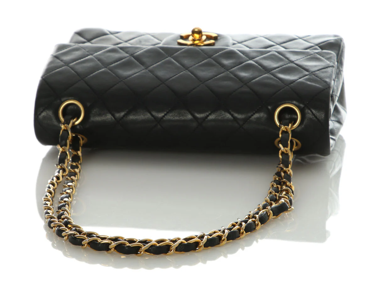 Chanel Vintage Small Black Quilted Lambskin Classic Double Flap - Image 7