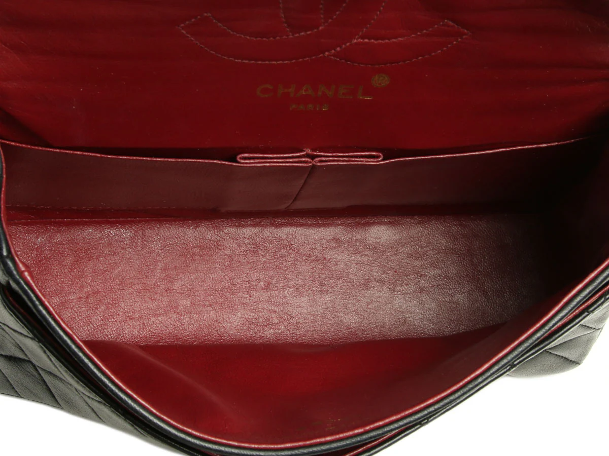 Chanel Vintage Small Black Quilted Lambskin Classic Double Flap - Image 8