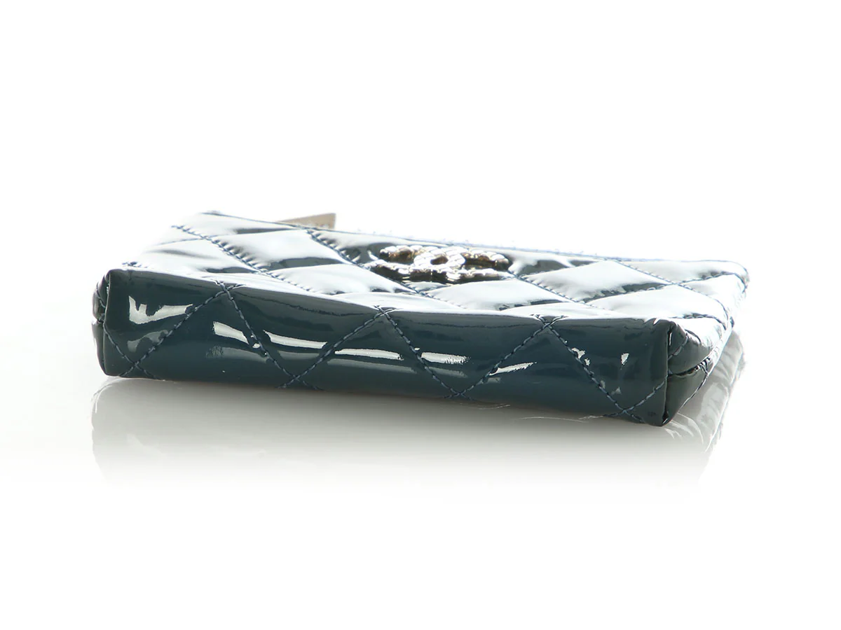 Chanel Blue Quilted Patent Coin Purse - Image 5