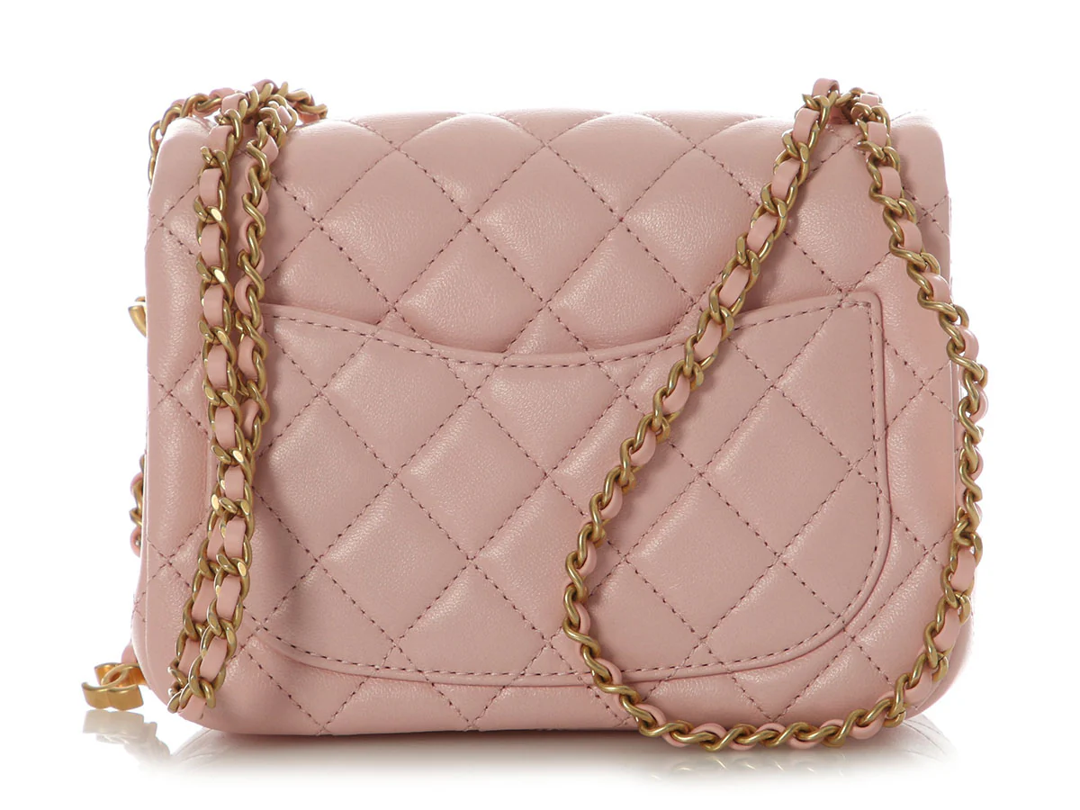 Chanel Mini Pink Quilted Lambskin Pearl Crush Square Classic - Image 5