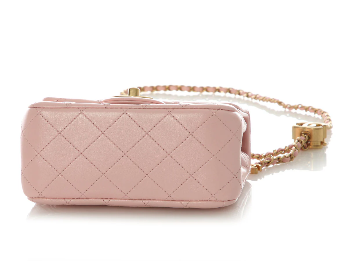 Chanel Mini Pink Quilted Lambskin Pearl Crush Square Classic - Image 7