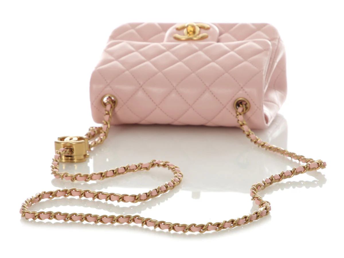 Chanel Mini Pink Quilted Lambskin Pearl Crush Square Classic - Image 8