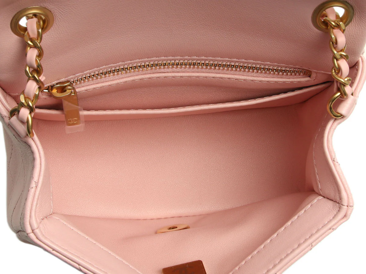 Chanel Mini Pink Quilted Lambskin Pearl Crush Square Classic - Image 9
