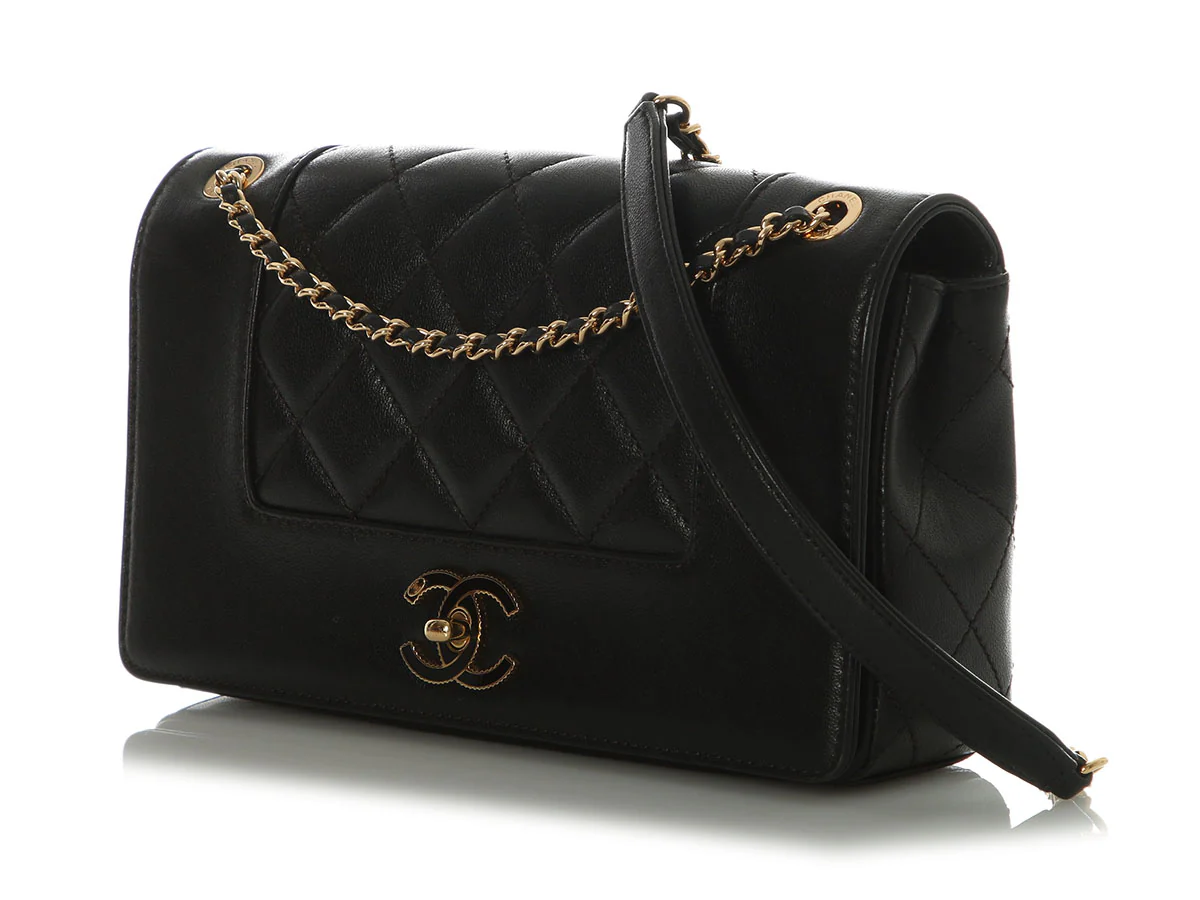 Chanel Medium Black Part-Quilted Calfskin Mademoiselle Flap - Image 3