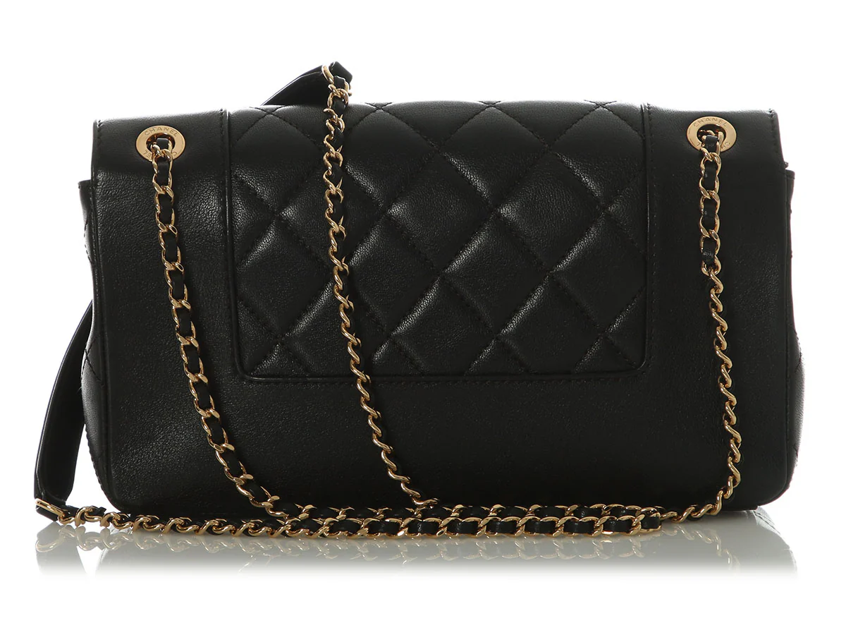 Chanel Medium Black Part-Quilted Calfskin Mademoiselle Flap - Image 4