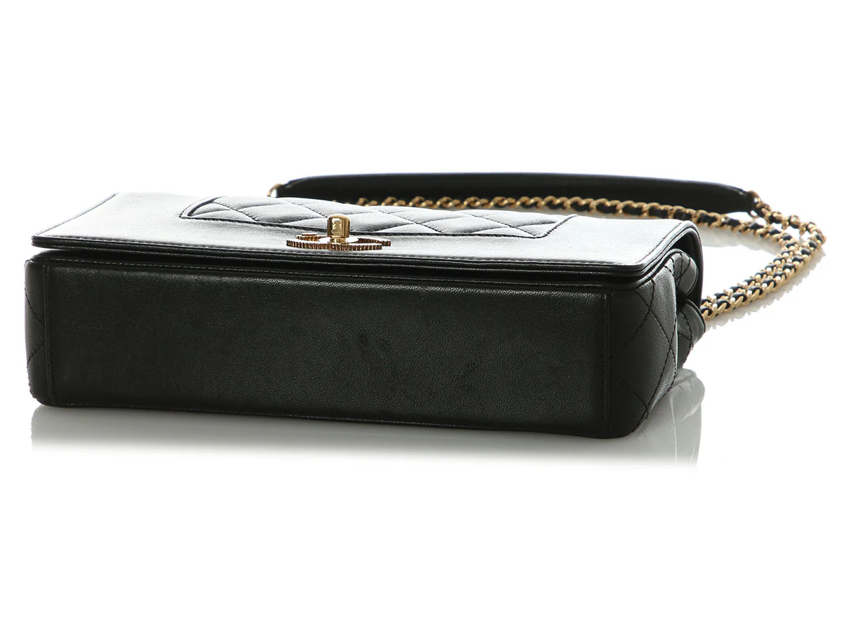 Chanel Medium Black Part-Quilted Calfskin Mademoiselle Flap - Image 6