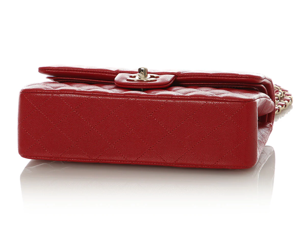 Chanel Small Red Quilted Caviar Classic Double Flap - Image 7