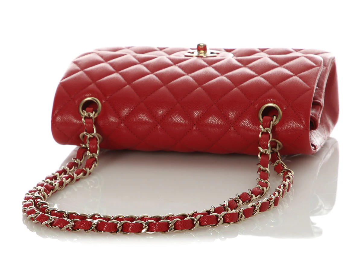 Chanel Small Red Quilted Caviar Classic Double Flap - Image 8