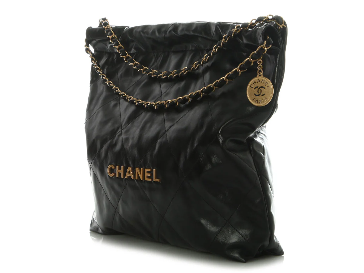 Chanel Black Quilted Shiny Calfskin 22 - Image 4