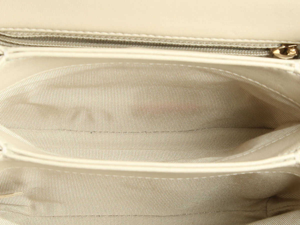 Chanel Mini Cream Quilted Calfskin Top Handle Crossbody - Image 8