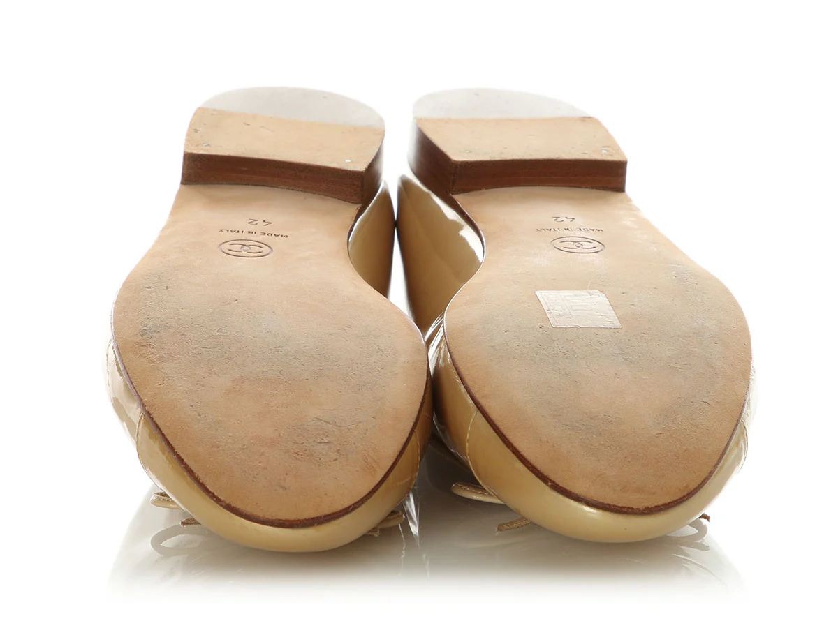 Chanel Gold Patent Ballet Flats - Image 6