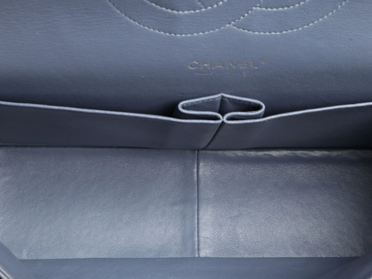 Chanel Jumbo Blue/Gray Quilted Lambskin Classic Double Flap - Image 9