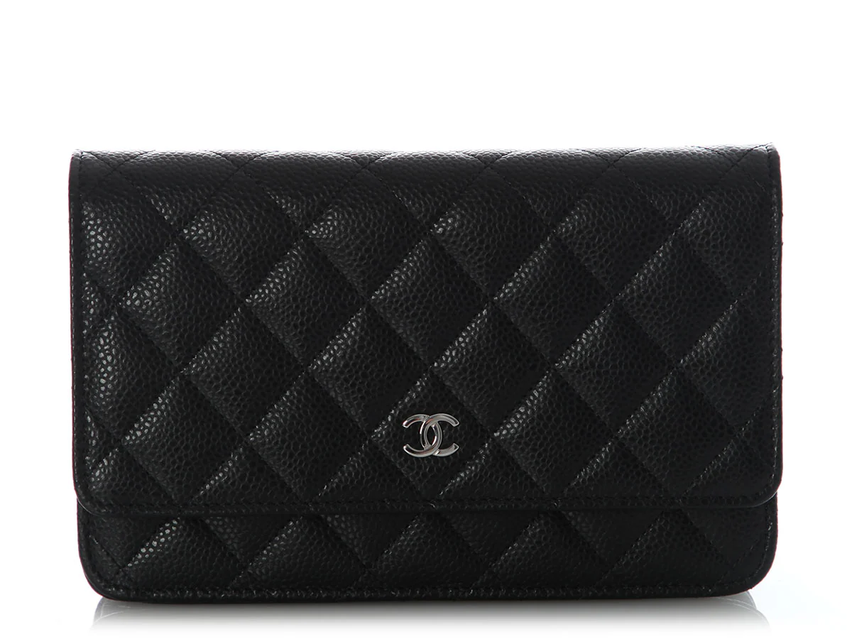 Chanel Black Quilted Caviar Wallet on Chain WOC