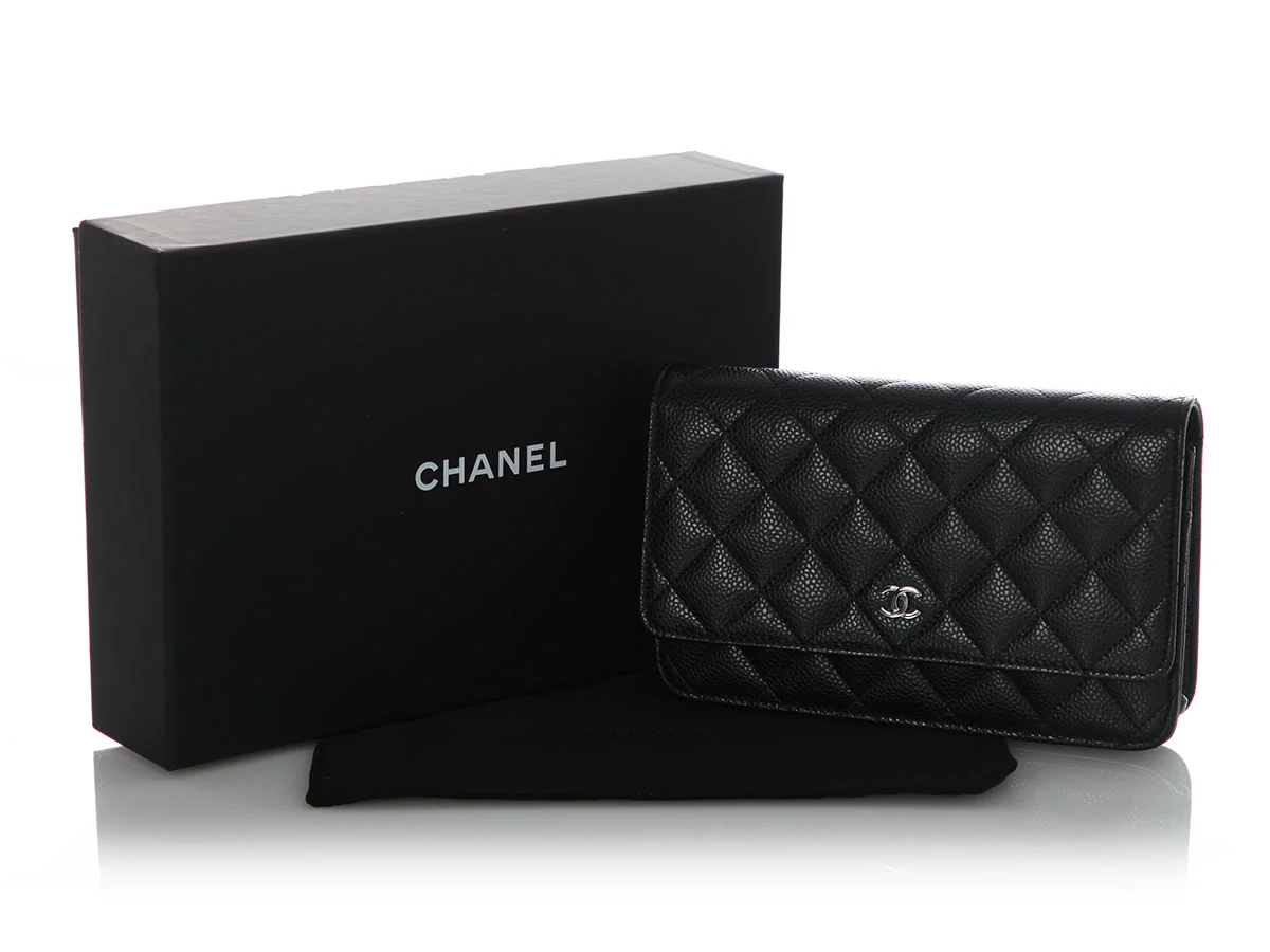 Chanel Black Quilted Caviar Wallet on Chain WOC - Image 2