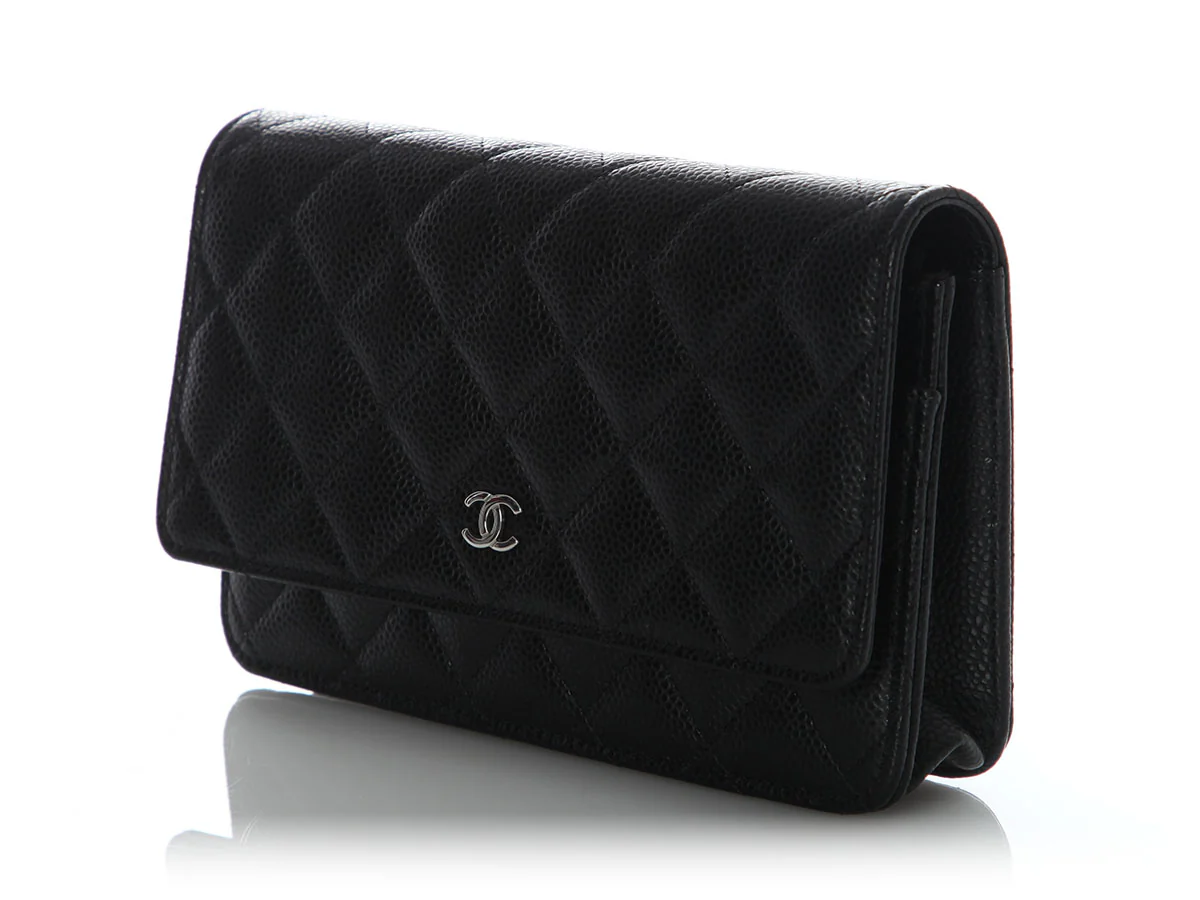 Chanel Black Quilted Caviar Wallet on Chain WOC - Image 4