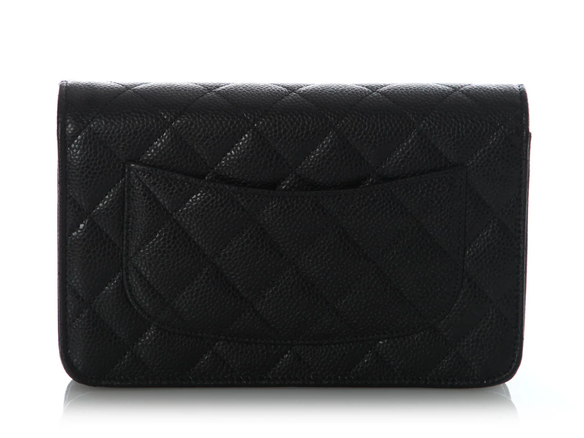 Chanel Black Quilted Caviar Wallet on Chain WOC - Image 5