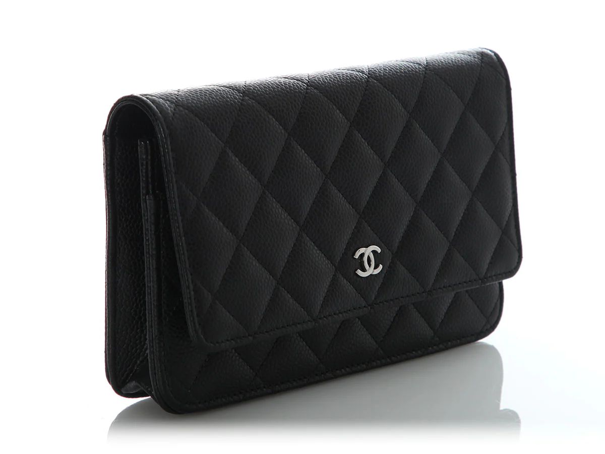 Chanel Black Quilted Caviar Wallet on Chain WOC - Image 6