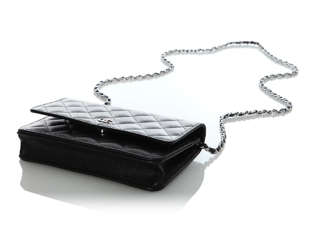Chanel Black Quilted Caviar Wallet on Chain WOC - Image 7