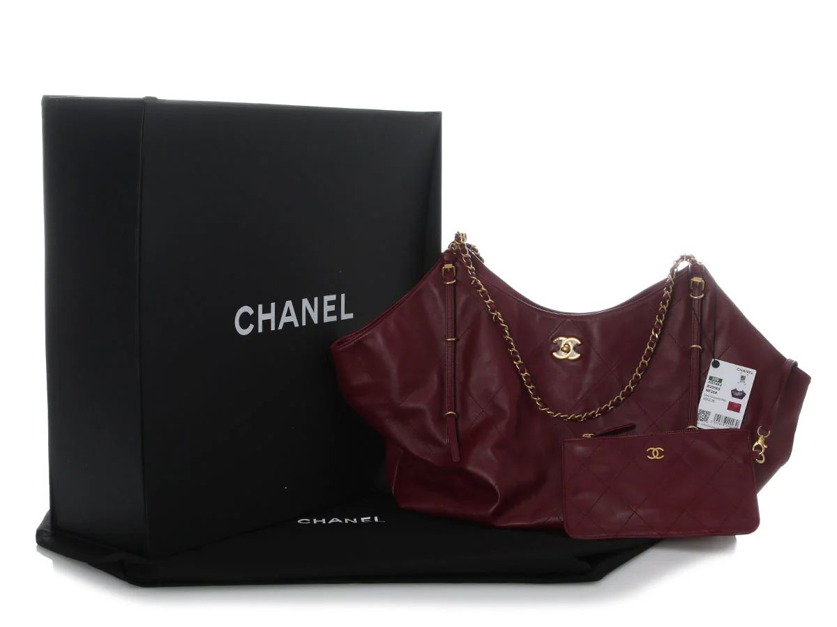 Chanel Maxi Burgundy Quilted Calfskin Shopping Bag - Image 2
