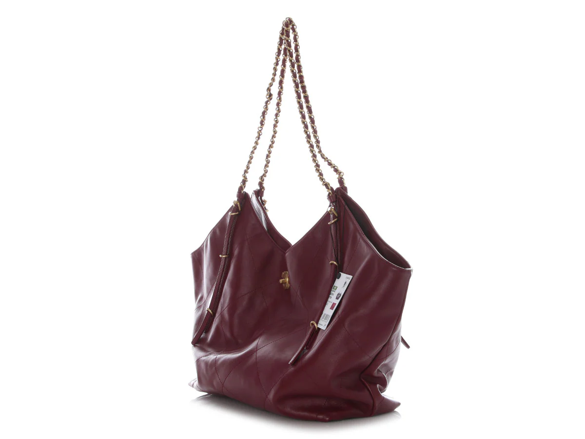 Chanel Maxi Burgundy Quilted Calfskin Shopping Bag - Image 4