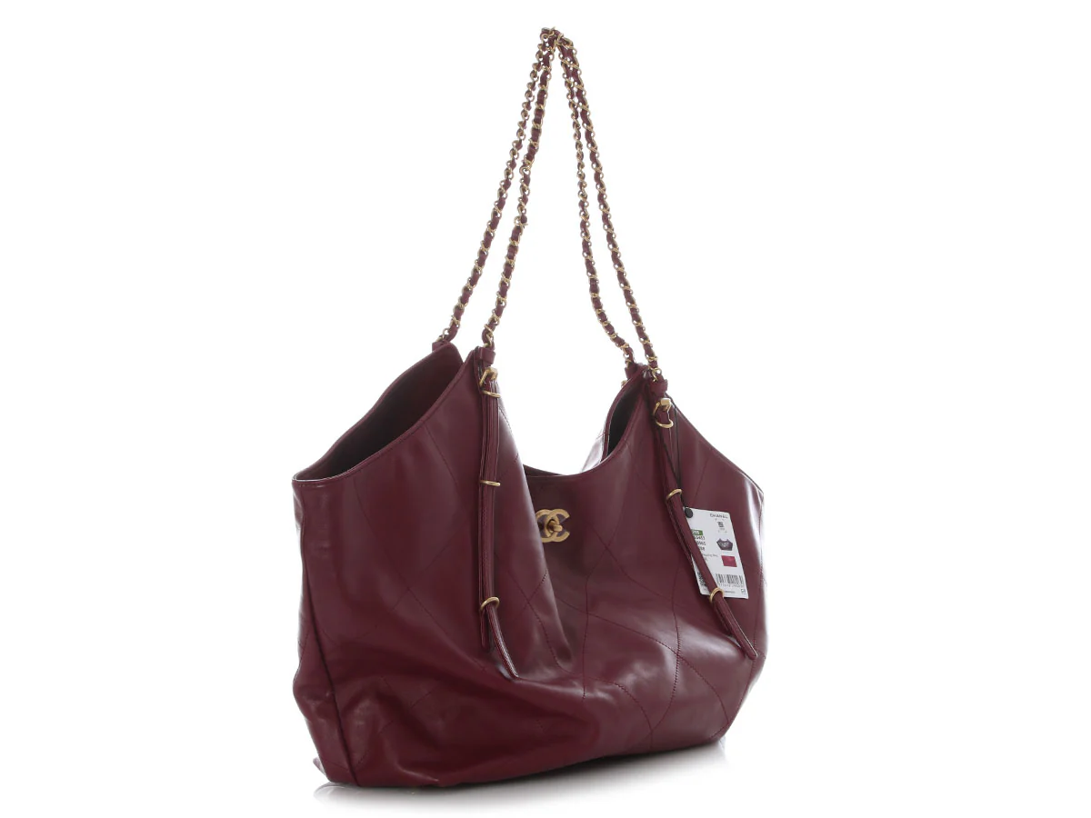 Chanel Maxi Burgundy Quilted Calfskin Shopping Bag - Image 6